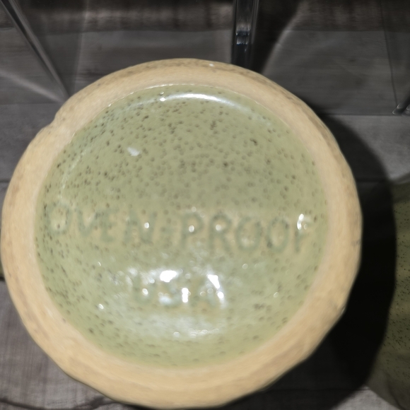 VINTAGE USA POTTERY SET OF 4 CERAMIC MUG SET DRIP GLASS GREEN FLUTED DESIGN - Picture 7 of 8